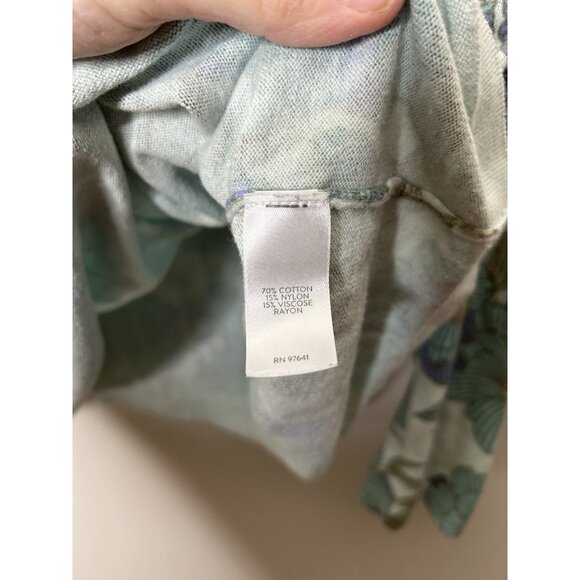 J. Jill Greens Floral Long Sleeve Top Cotton Blend Sweater Lightweight Size 1X - Picture 4 of 8